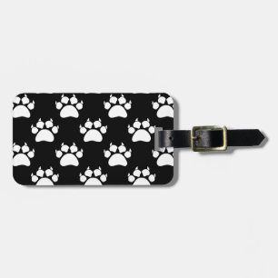White Cat Paws And Claws Pattern Print Luggage Tag