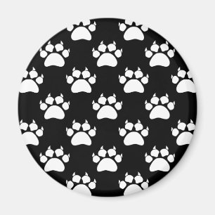 White Cat Paws And Claws Pattern Print Magnet