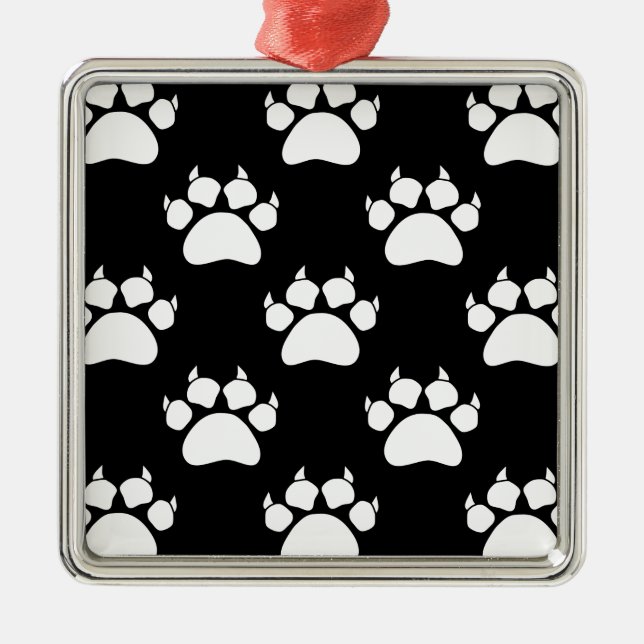 White Cat Paws And Claws Pattern Print Metal Ornament (Front)