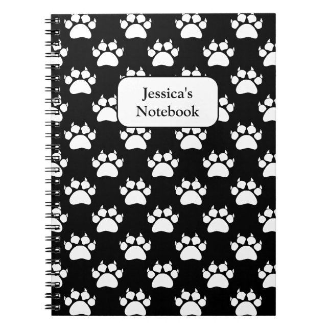 White Cat Paws And Claws Pattern Print Notebook (Front)