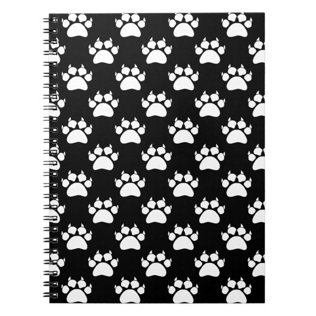 White Cat Paws And Claws Pattern Print Notebook (Front)
