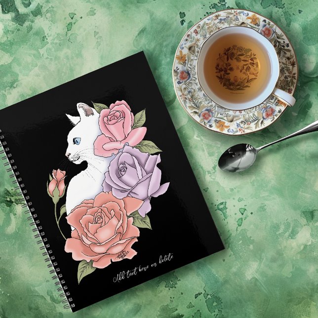 White Cat Peach Lavender Pink Roses Planner (Creator Uploaded)