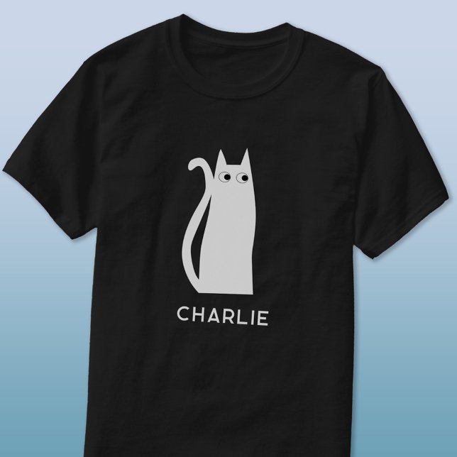 White Cat Personalised T-Shirt (White cat personalized name t-shirt)