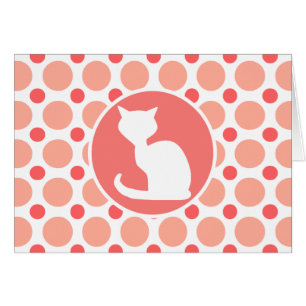 White Cat; Pink & Coral Polka Dots