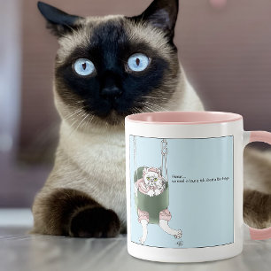 white Cat Pink Dress Funny Swing Mug