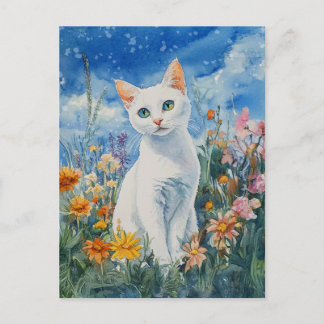 White Cat - Postcard