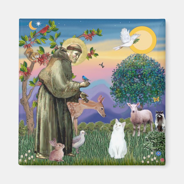 White Cat - Saint Francis Magnet (Front)