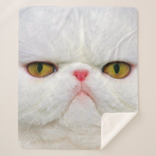 White Cat Sherpa Blanket
