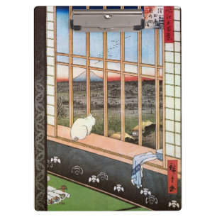 White cat sits by the window, Utagawa Hiroshige Clipboard