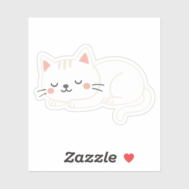 White Cat Sleeping – Adorable Soft Pet Art (Sheet)