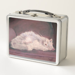 White Cat Sleeping Maureen Girard Metal Lunch Box