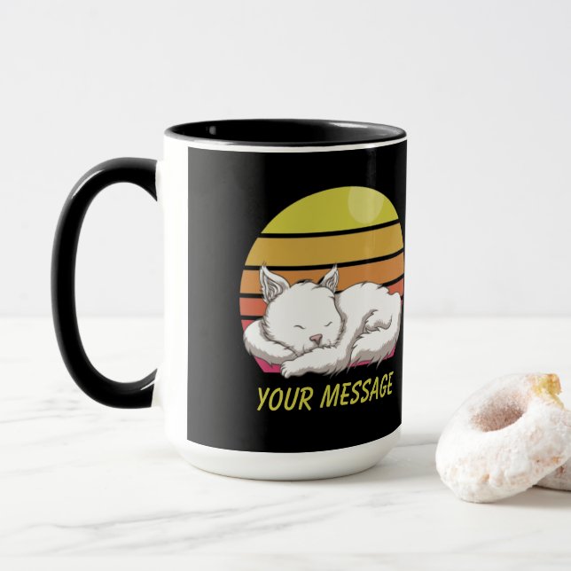 White Cat Sleeping Mug (With Donut)