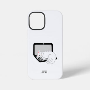 White Cat Sleeping On Laptop Apple iPhone 12 Mini Case