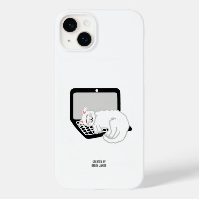 White Cat Sleeping On Laptop Apple iPhone 14 Plus  Case-Mate iPhone Case (Back)