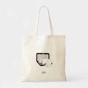 White Cat Sleeping On Laptop Budget Tote Bag