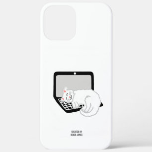 White Cat Sleeping On Laptop iPhone 12 Pro Max Case
