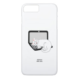 White Cat Sleeping On Laptop iPhone 8/7 Plus Case