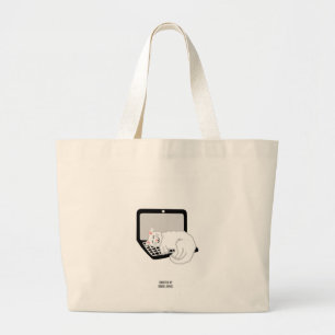 White Cat Sleeping On Laptop Jumbo Tote