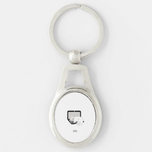 White Cat Sleeping On Laptop Oval Keychain