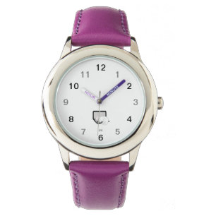 White Cat Sleeping On Laptop Purple Leather Watch