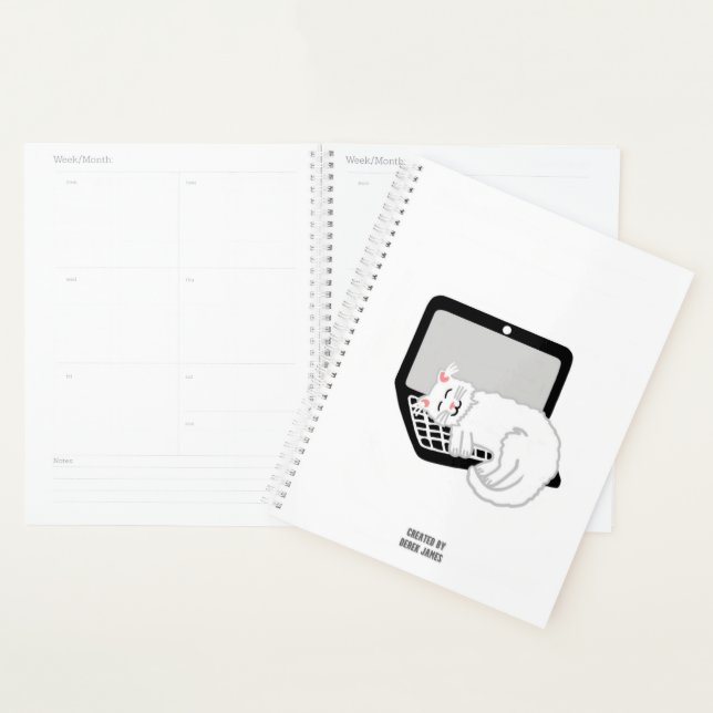 White Cat Sleeping On Laptop Standard Planner (Display)