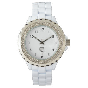 White Cat Sleeping On Laptop Women's Watch