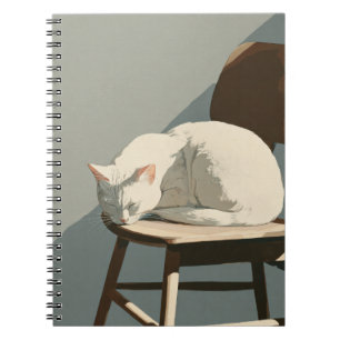 White Cat Sunbeam Wooden Chair Notebook