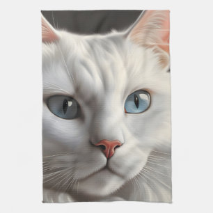 White Cat Tea Towel