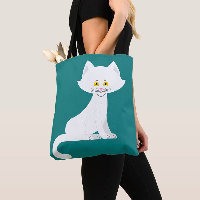 White Cat Tote Bag (Creator Uploaded)
