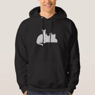 White Cat Travel Silhouette Bran Castle Romania Hoodie