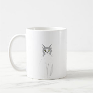 white cat watercolor  funny cats lovers coffee mug