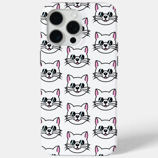 White Cat Wearing Black Glasses / Sunglasses Case-Mate iPhone Case (Back)