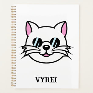White Cat Wearing Black Glasses / Sunglasses Planner