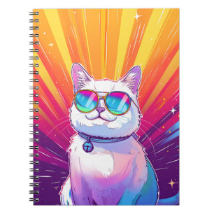 White Cat Wearing Sunglasses Notebook