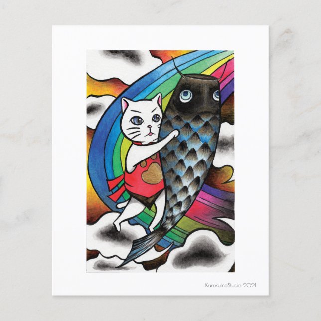 White Cat with a Carp  (Front)