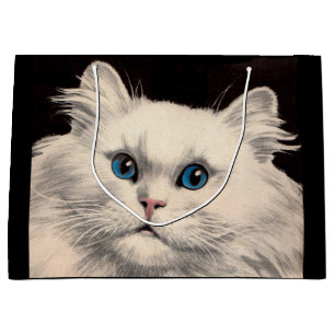 white cat with blue eyes large gift bag