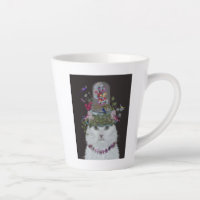 White Cat with Butterfly Bell Jar