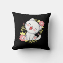 white cat with flower
