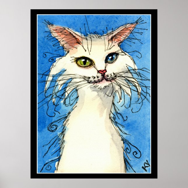 White cat with odd eyes poster (Front)