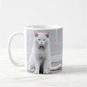 White Cat with One Blue, One Amber Eye Coffee Mug