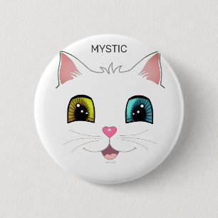 White Cat with Two Different Coloured Eyes 6 Cm Round Badge