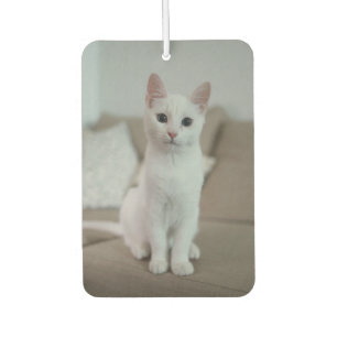 White cat Zazzle_Growshop. Car Air Freshener