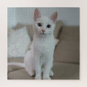 White cat   Zazzle_Growshop. Jigsaw Puzzle