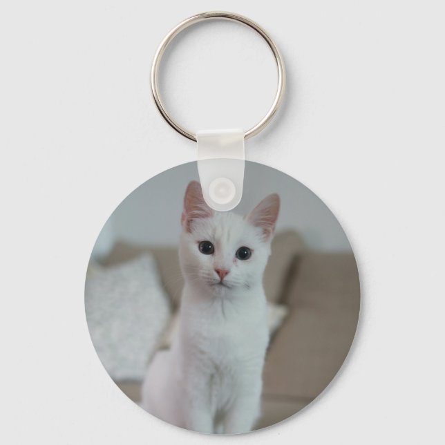 White cat | Zazzle_Growshop. Key Ring (Front)