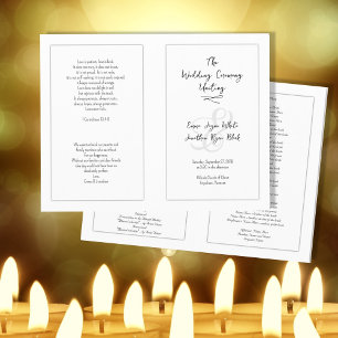 White Catholic Wedding Ceremony Program
