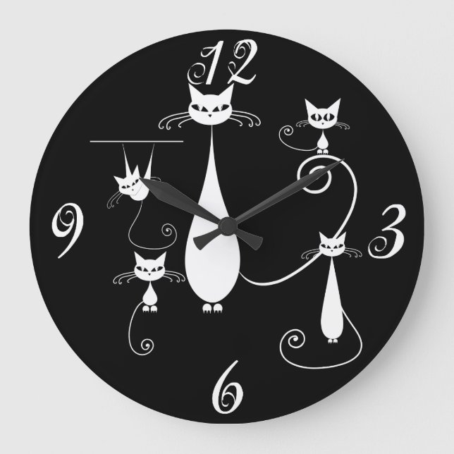 White Cats Everywhere Wall Clock (Front)