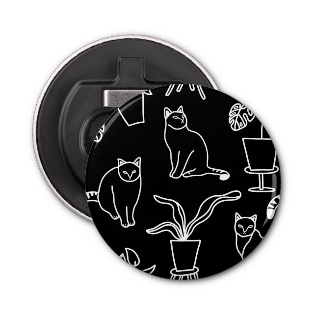 White cats on black bottle opener (Front)