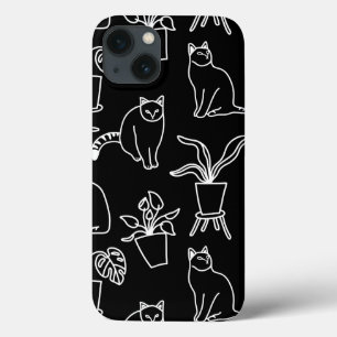 White cats on black iPhone 13 case