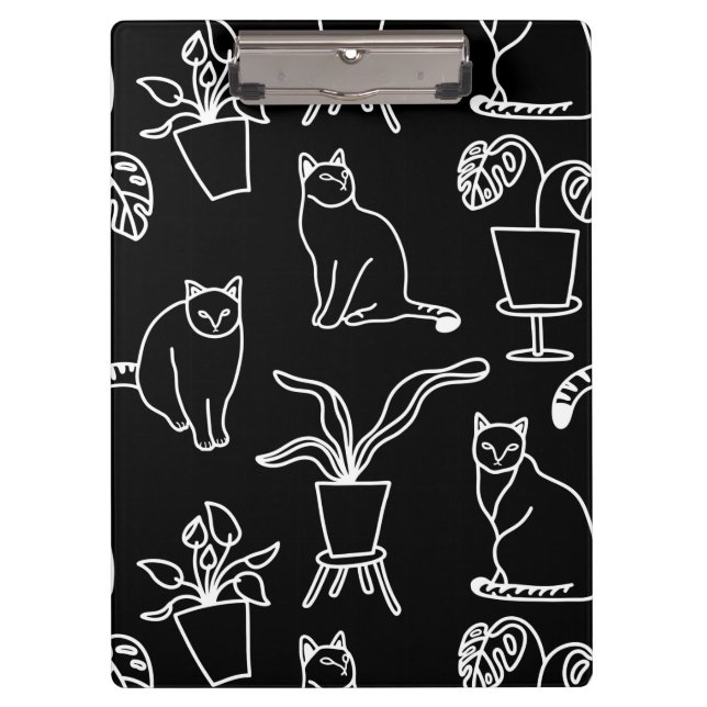 White cats on black clipboard (Front)
