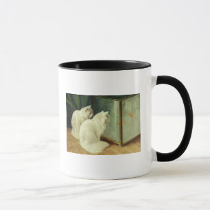 White Cats Watching Goldfish Mug